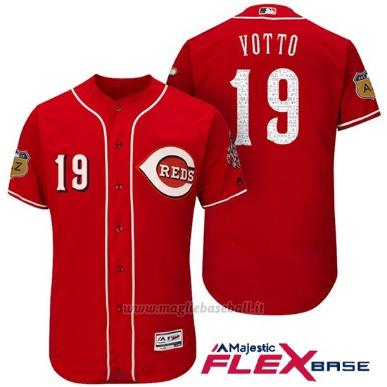 Maglia Baseball Uomo Cincinnati Reds 19 Joey Votto Scarlet 2017 Allenamento Primaverile Flex Base Giocatore